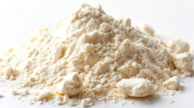 A pile of white powder isolated on white background.