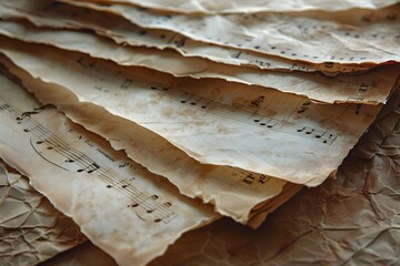 Vintage Sheet Music with Torn Edges