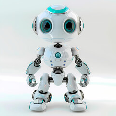 3D cute robot in white background vector image