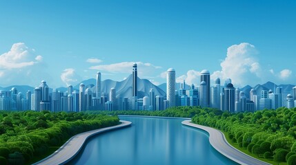 Obraz premium Visualize innovation with a futuristic cityscape featuring advanced architecture and sustainable technologies