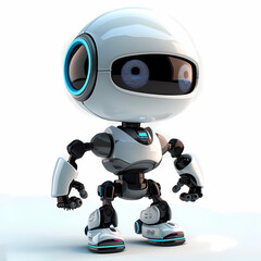 3D cute robot in white background vector image