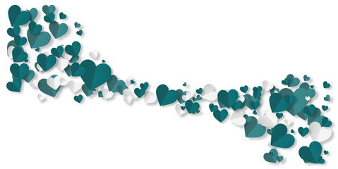 Green origami paper heart isolated on transparent background.