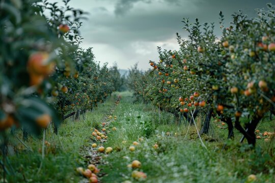 Fruit Tree Line Rows Imágenes de