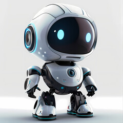 3D cute robot in white background vector image