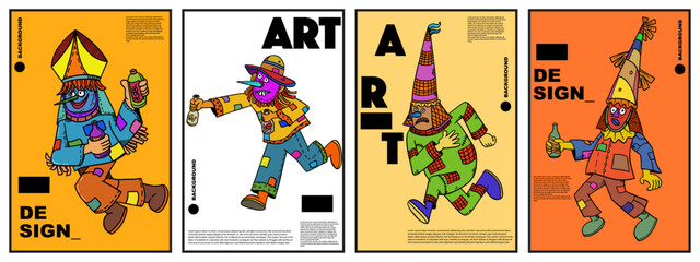 folk character background for design, background, banner, poster, etc