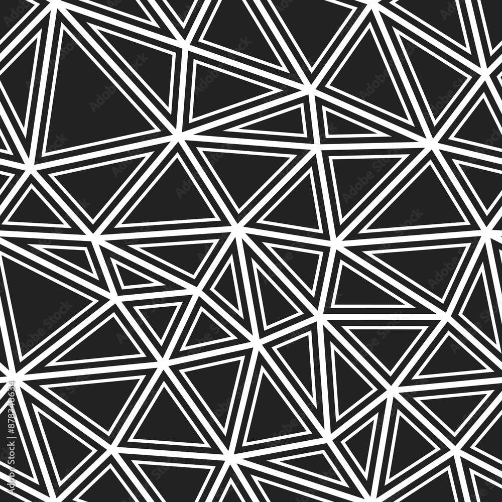 Poster triangles pattern geometric design. large triangles size. solid shapes in frames. black and white st