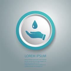 Safe water logo, water drop and hand icons. Vector