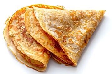 Fototapeta premium Delicious Stack of Golden Crepes on a White Background