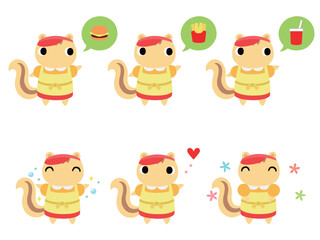 ハンバーガーショップ店員のリス　アイコンセット2