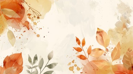Flower and botanical leaves watercolour hand drawing  background 