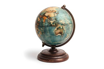 Vintage Globe with Antique Stand Showcasing Asia and Australia