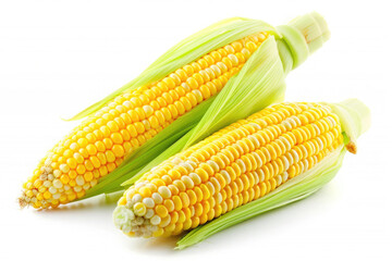 
Fresh corn on the cob isolated on white background - Healthy food style