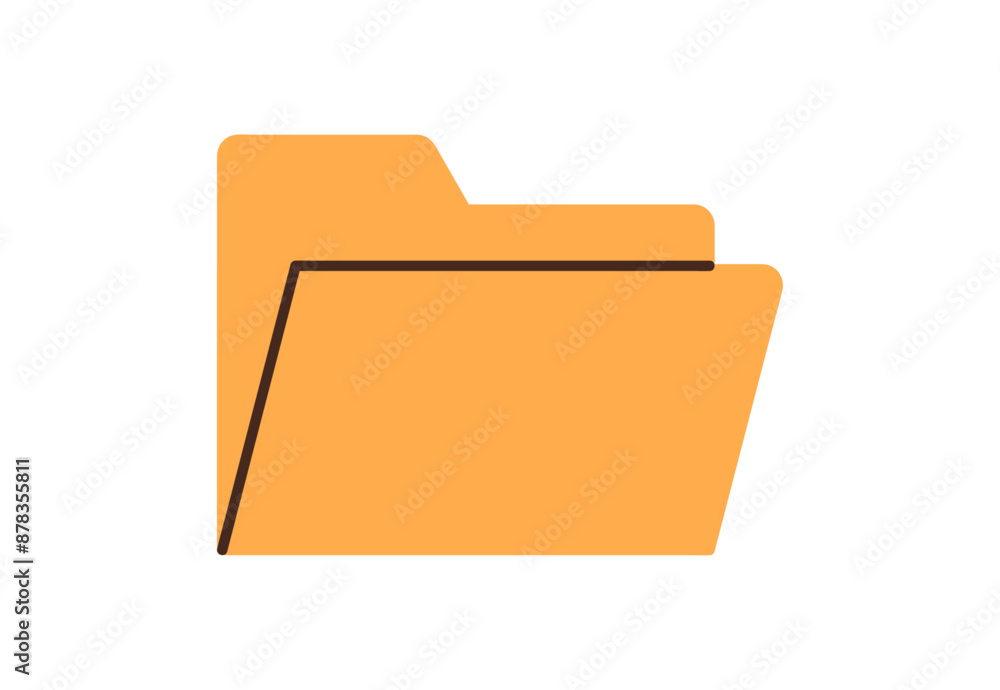 Poster computer folder, new empty file icon, folder with paper documents, yellow office file with business 