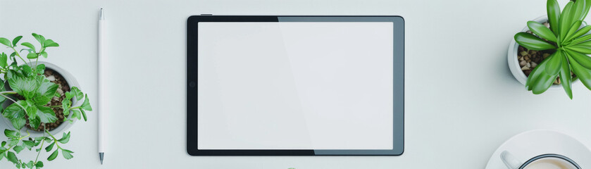 Sleek tablet screen with blank interface for digital product showcasing. Minimalist design mockup.