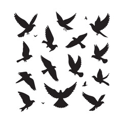 Flying birds silhouettes vector illustration
