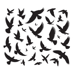 Flying birds silhouettes vector illustration