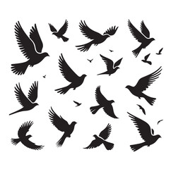 Flying birds silhouettes vector illustration