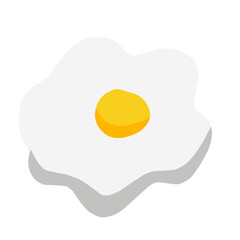 Fried egg isolated on white background. Fried egg flat icon. Fried egg closeup