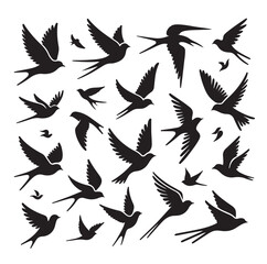 Flying birds silhouettes vector illustration
