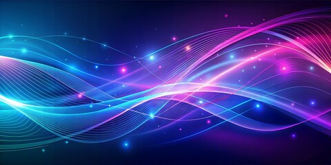 Fototapeta premium Dynamic Neon Light Waves with Sparkling Effects on Dark Background