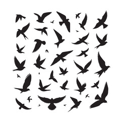 Flying birds silhouettes vector illustration