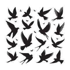 Flying birds silhouettes vector illustration