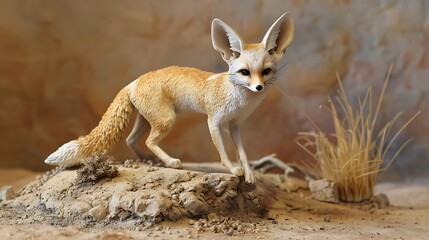 Obraz premium The smallest fox local to the region deserts is the fennec fox very detailed and realistic shape