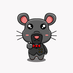 cute vector design illustration of a rat mascot in a suit