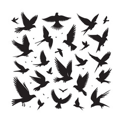 Flying birds silhouettes vector illustration