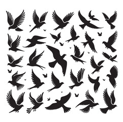 Flying birds silhouettes vector illustration