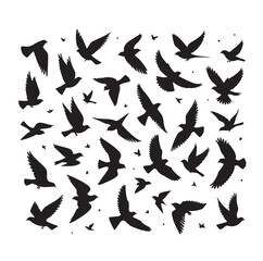 Flying birds silhouettes vector illustration