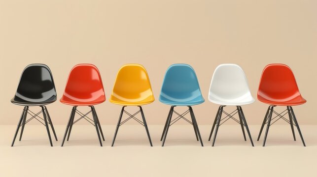 colorful chairs, modern design, studio setting clip art preview
