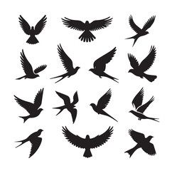 Flying birds silhouettes vector illustration
