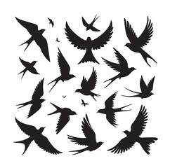 Flying birds silhouettes vector illustration