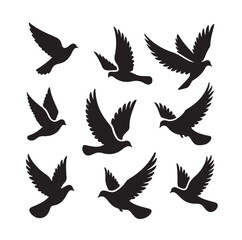 Flying birds silhouettes vector illustration