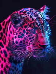 leopard neon realistic with generative ai