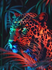 leopard neon realistic with generative ai