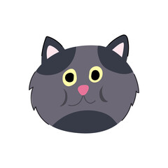 kitten cat face cartoon. happy funny, head kitty, tabby surprise kitten cat face sign. isolated symbol vector illustration