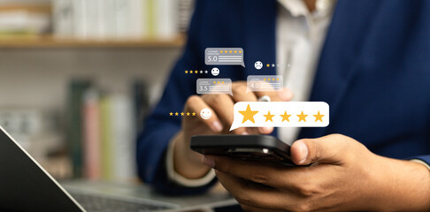 Online customer satisfaction Survey service concept, client rate service from experience in...
