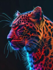 leopard neon realistic with generative ai
