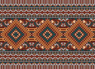 Geometric ethnic oriental seamless pattern traditional Design for background,carpet,wallpaper.clothing,wrapping,Batik fabric,Vector illustration.embroidery style - Sadu, sadou,