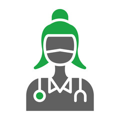 Female Doctor Glyph Two Color Icon