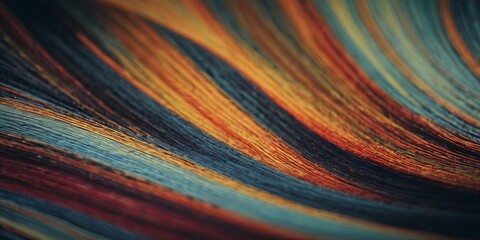A colorful, wavy piece of fabric with a blue stripe
