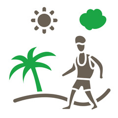 Man In Beach Glyph Two Color Icon