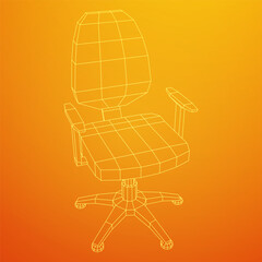 Office chair. Furniture for office Interior. Wireframe low poly mesh vector illustration.