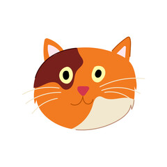 happy cat face cartoon. funny head, kitty tabby, surprise food happy cat face sign. isolated symbol vector illustration