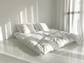 white bedroom with a white bed
