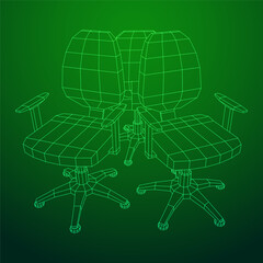 Office chair. Furniture for office Interior. Wireframe low poly mesh vector illustration.