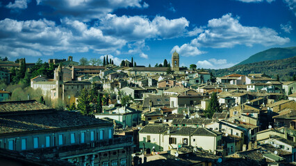Perugia (Umbria) panorama from Porta Sole at sunset