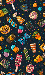 Fototapeta premium 2D illustrator doodle tile patterns with cute graphic designs